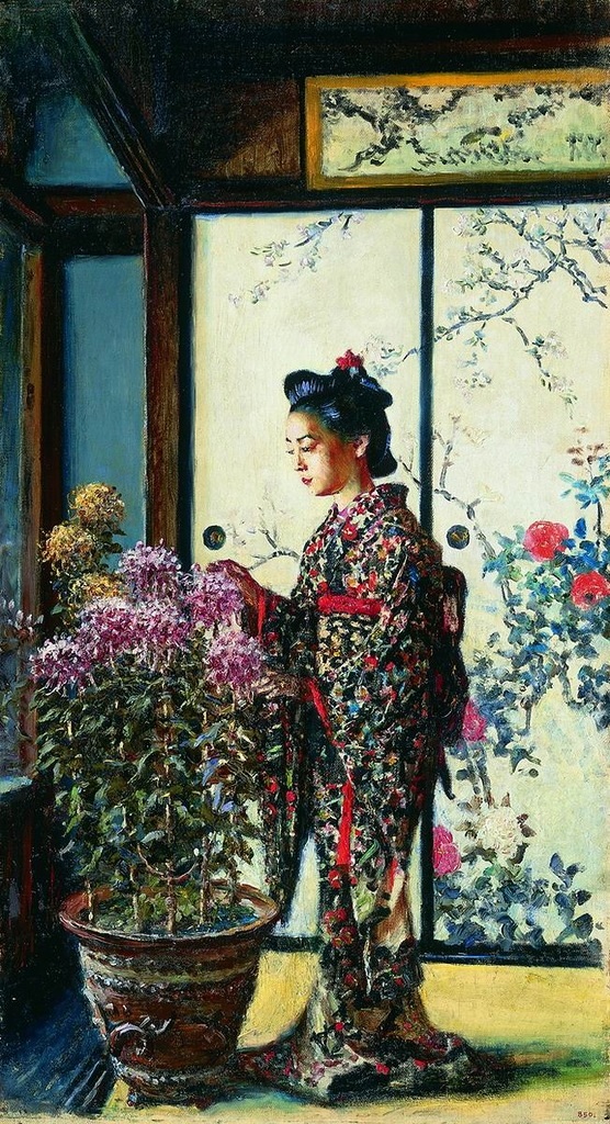 Василий Верещагин Женщина в японском костюме 1903 г.