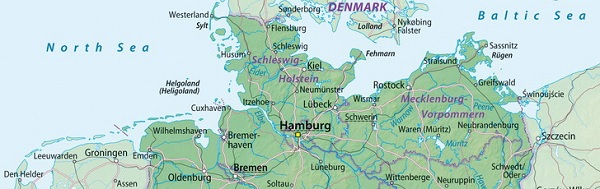 Гамбург на карте Германии
