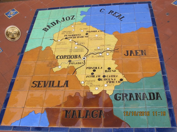 карта Кордобы в нише этой провинции Испании