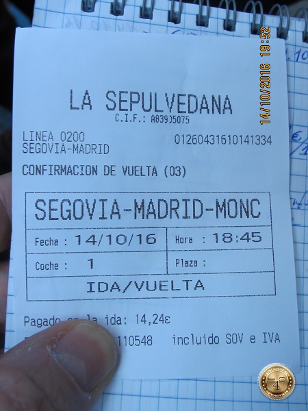Билет Сеговия-Мадрид